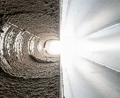air duct cleaning services showing interior duct system inspection and cleaning in Des Moines, IA